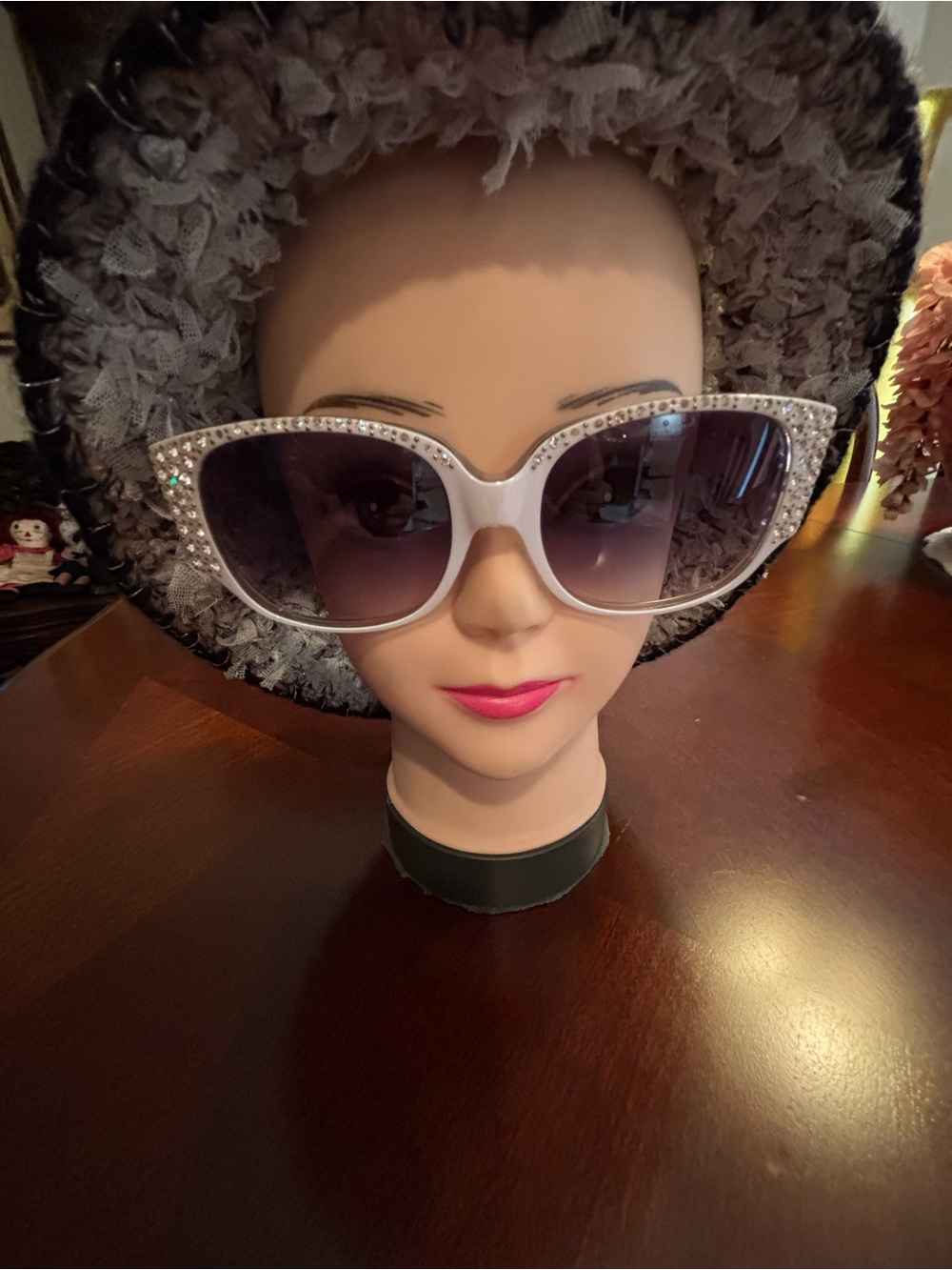 Beautiful White Crystal EK Sunglasses